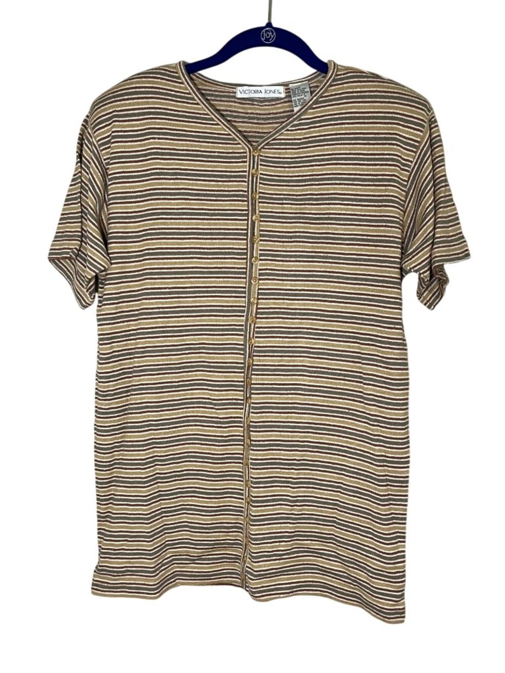 Neutral Silk Striped Knit Sweater Top S Granola Boho Indie Folk Hippie Artsy 80s